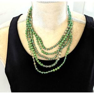NWT Prizma 4 strand seed bead necklace soft green 18"